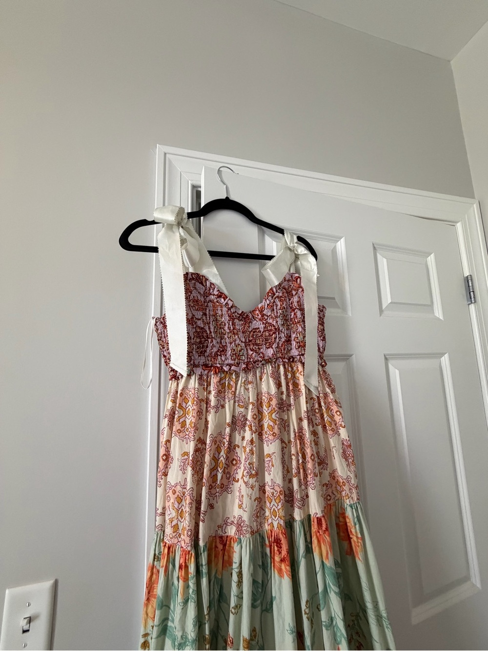 Free People Bluebell Maxi Multi Print Dress with Satin Ties - Picture 3 of 8